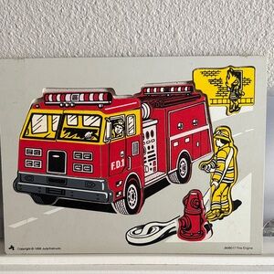 Vintage Judy Fire Engine Wooden Puzzle 1999